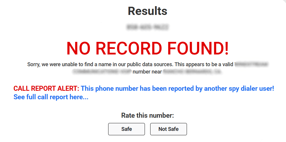 spydialer report results